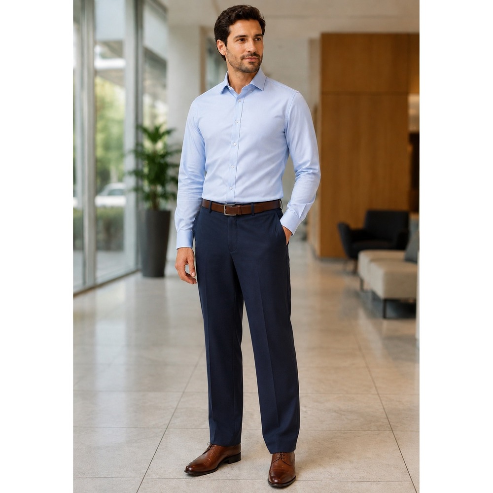 Tommy Hilfiger Mens Navy Blue Micro Tech Flat Front Dress Pants 42x32 NEW